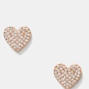 Kate Spade NWT Yours Truly Pave Heart Studs - Rose Gold